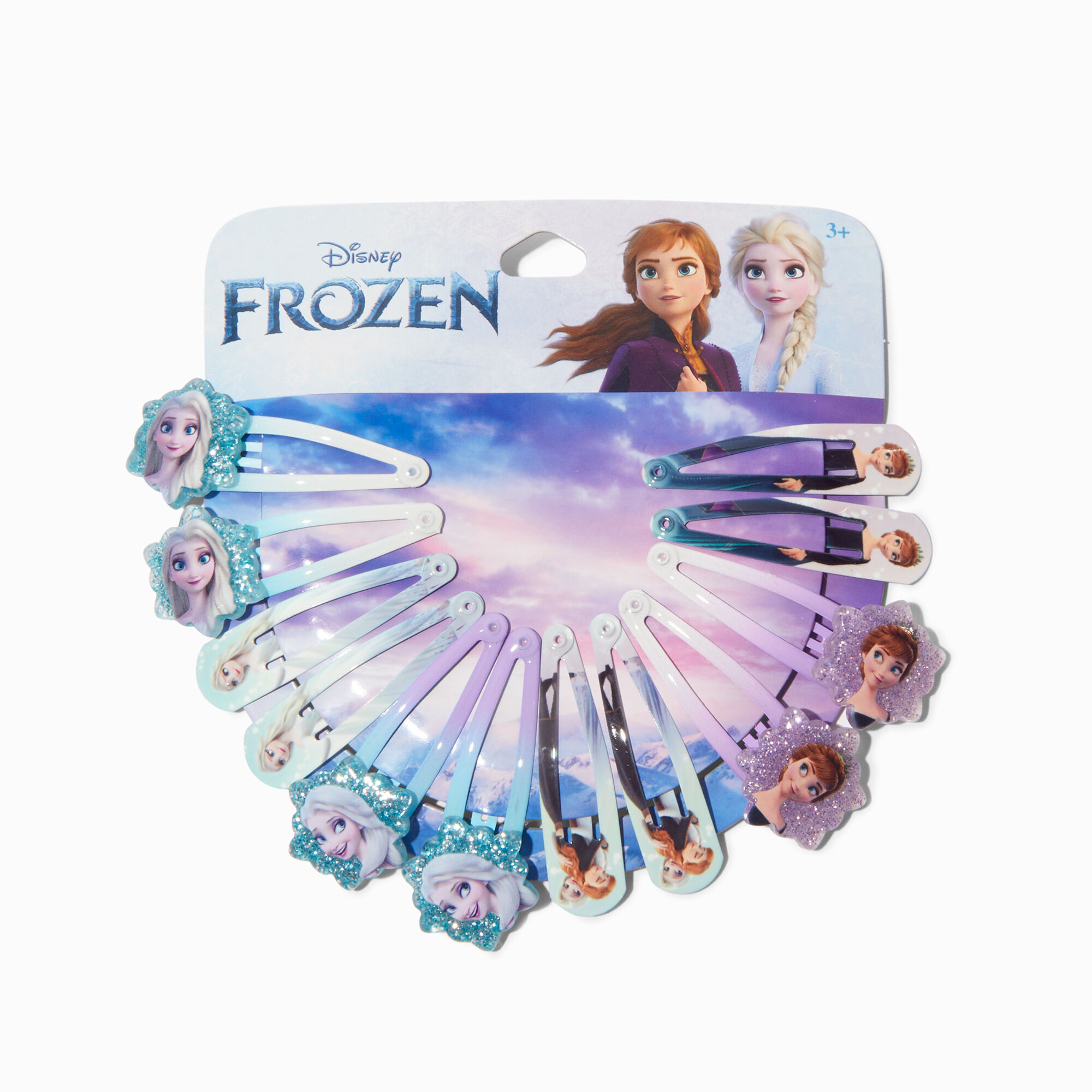 View Claires Disney Frozen Glitter Snap Hair Clips 12 Pack Blue information
