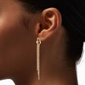 Gold-tone Fringe Chain Drop Earrings ,