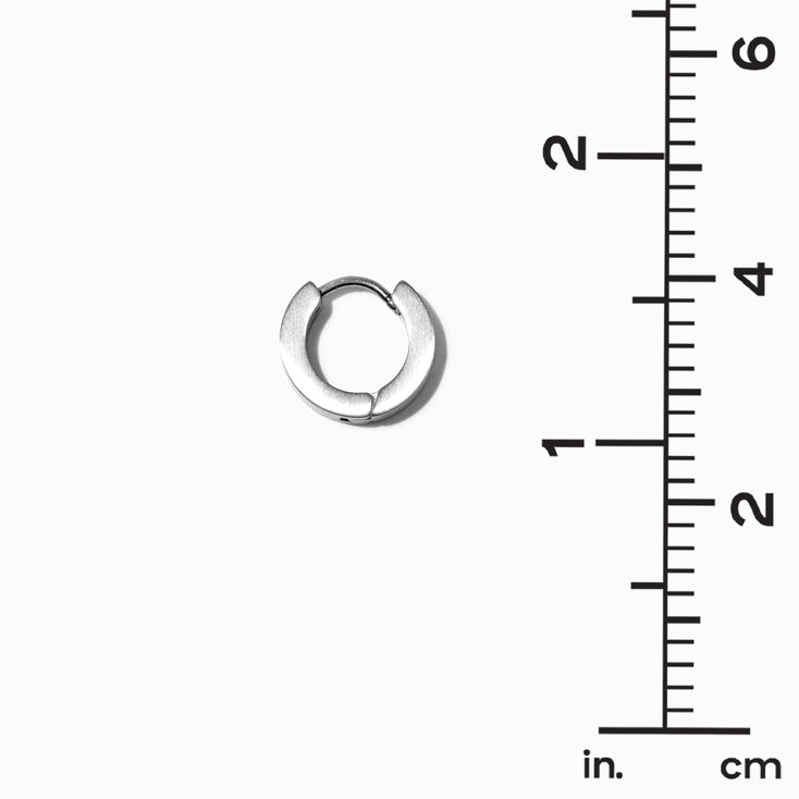 Silver-tone Stainless Steel Huggie Hoop &amp; 7MM Cubic Zirconia Round Stud Earrings,