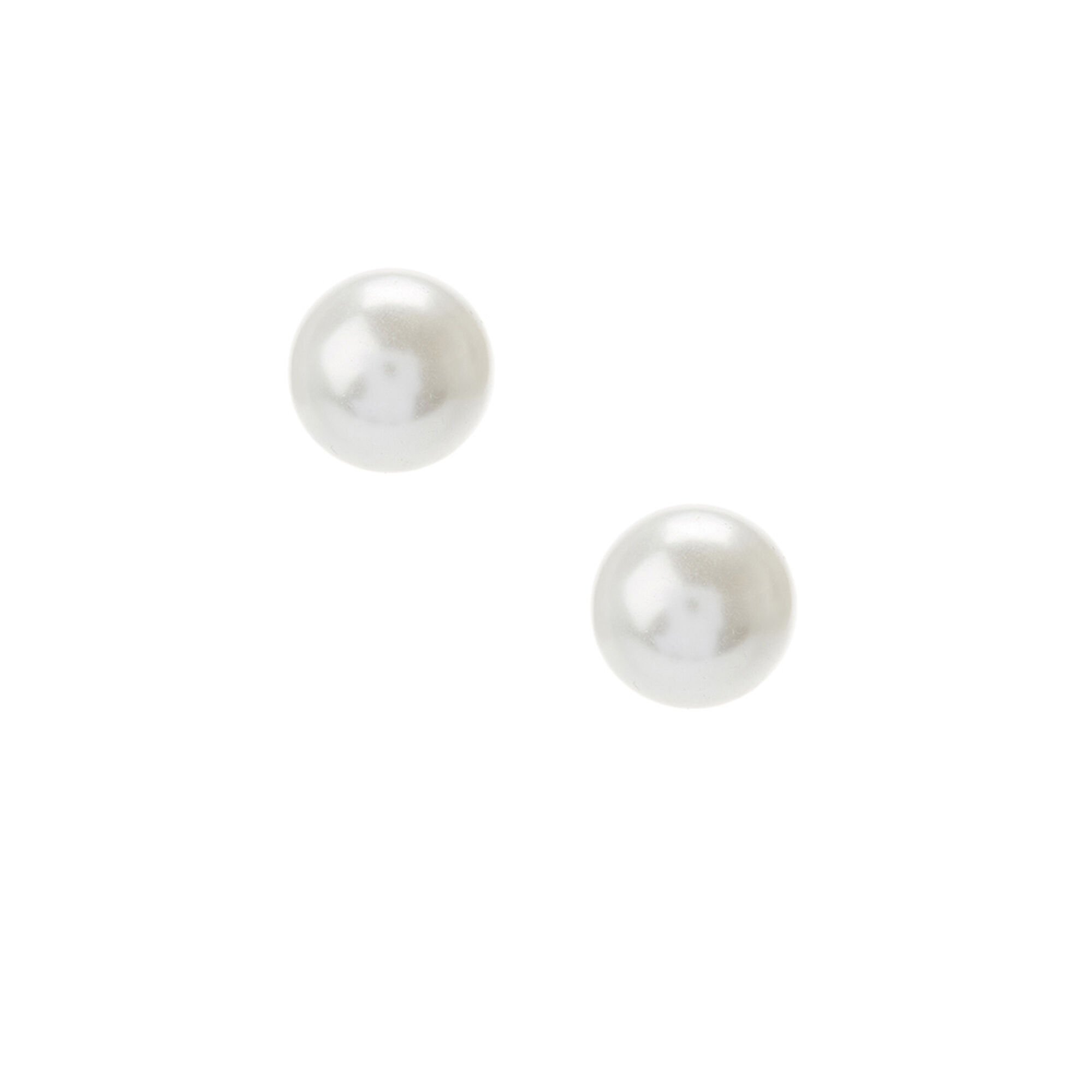 View Claires SilverTone 12MM Pearl Stud Earrings White information