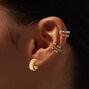 Gold-tone Textured Hoop &amp; Ear Cuff Stack - 3 Pack,