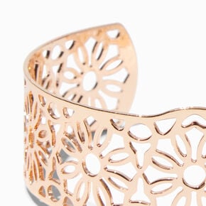 Gold-tone Cut Out Flower Cuff Bracelet,