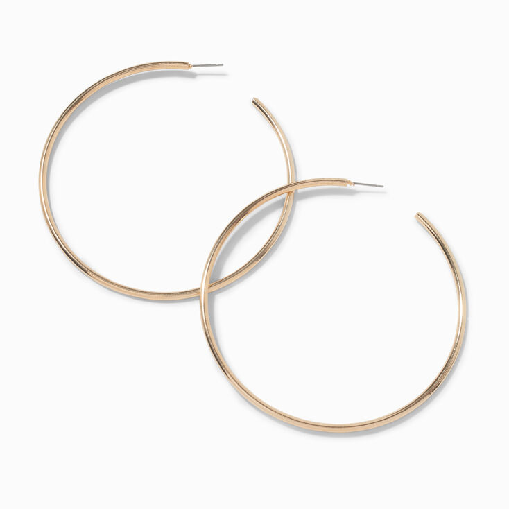 Gold-tone 80MM Post Back Hoop Earrings ,