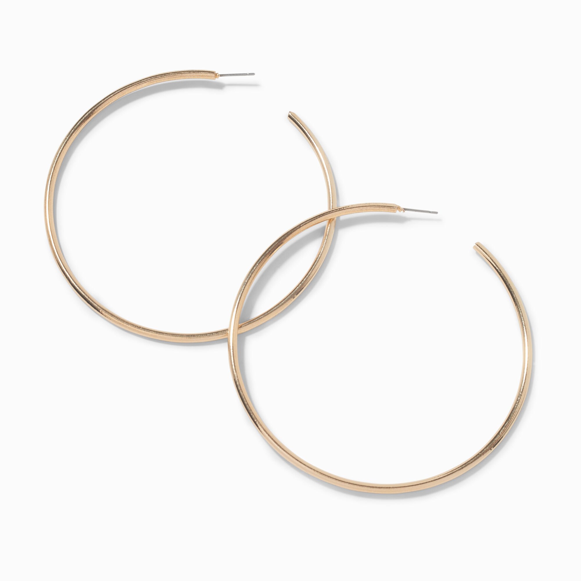 View Claires Tone 80MM Post Back Hoop Earrings Gold information