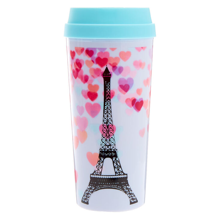 Paris Hearts Travel Mug - White,