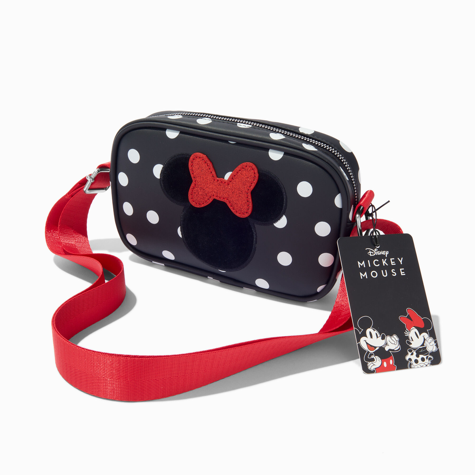 View Claires Disney 100 Minnie Mouse Polka Dot Crossbody Bag information