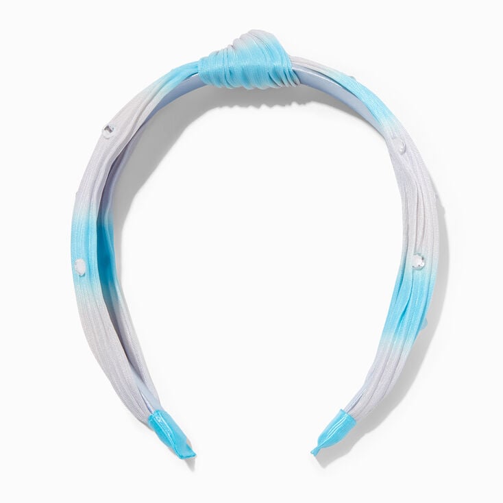 Claire&#39;s Club Rhinestone Pleated Blue Knotted Headband,