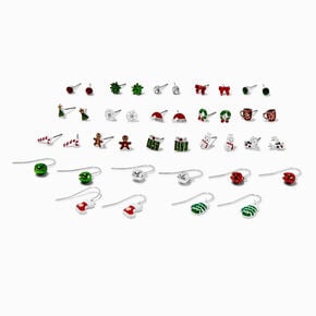 Christmas Icons Enameled Mixed Earring Set - 20 Pack,