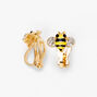 Gold Bumblebee Crystal Clip On Stud Earrings,