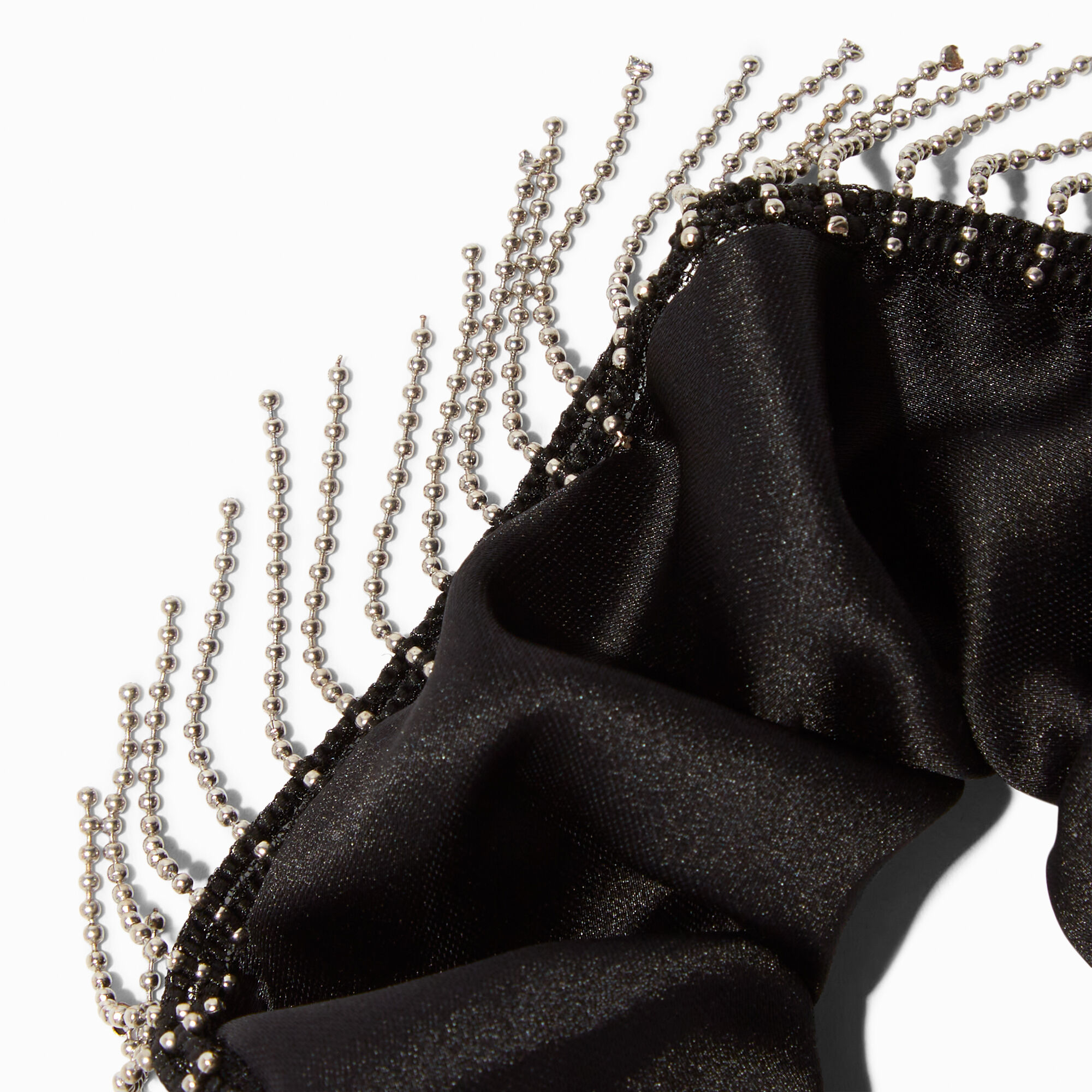 Chain Fringe Black Hair Scrunchie,