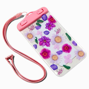Floral Print Waterproof Phone Pouch with Lanyard,