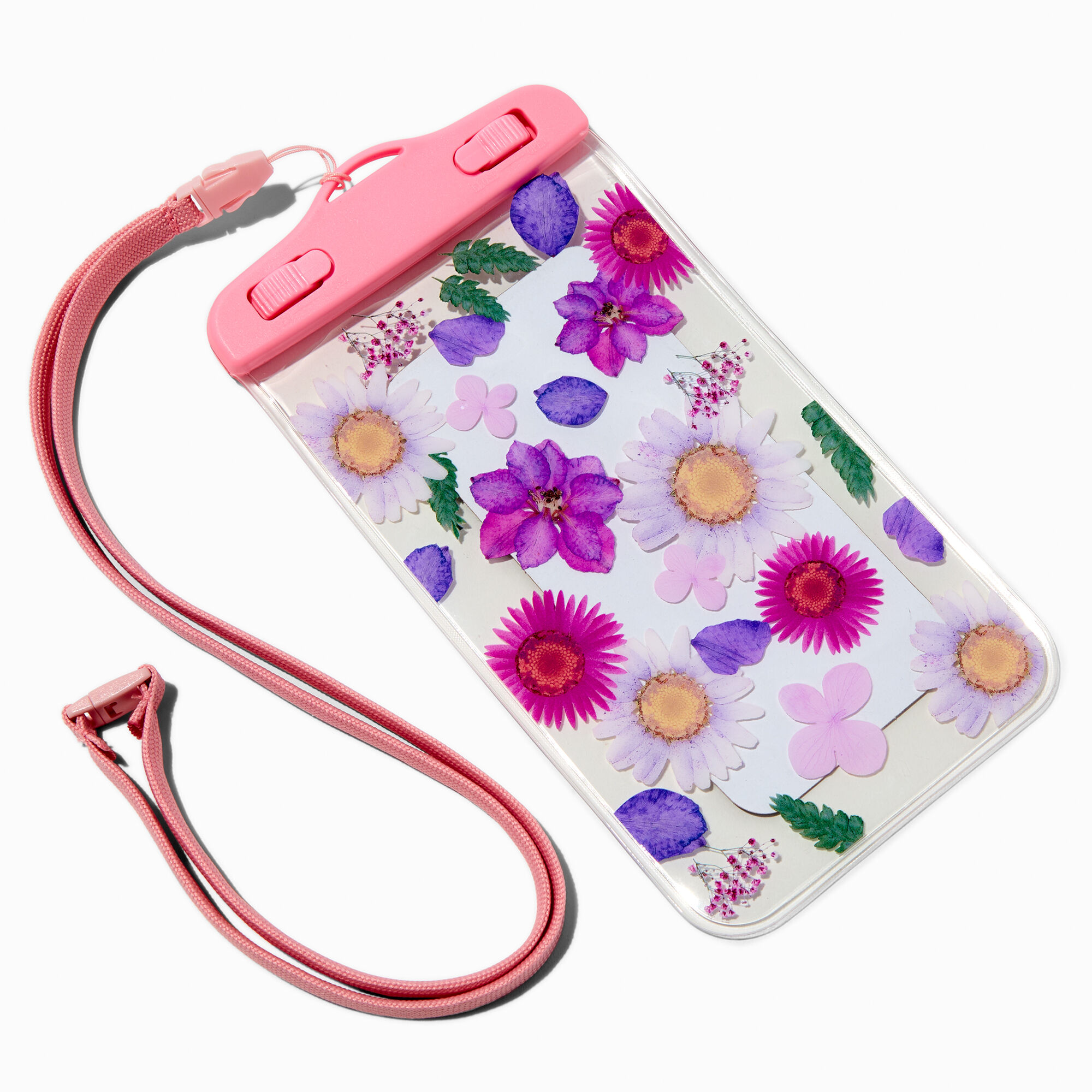 View Claires Floral Print Waterproof Phone Pouch With Lanyard information