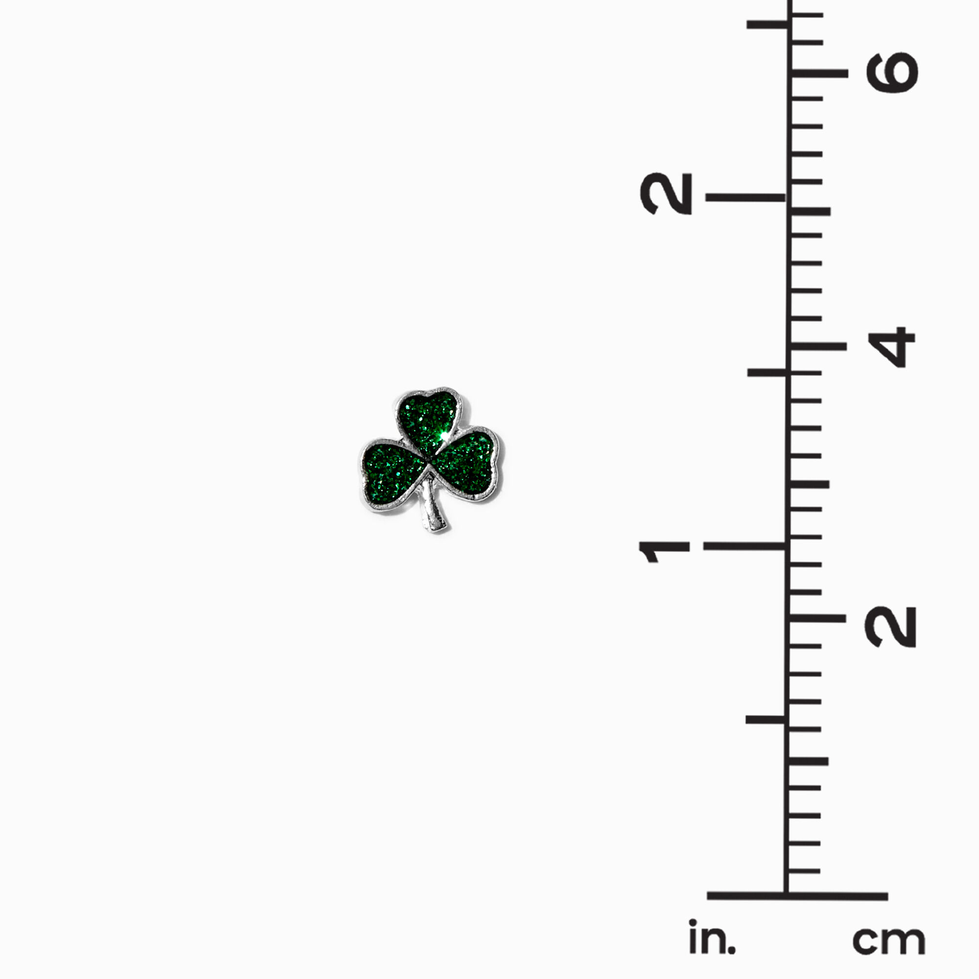 Green Glitter Shamrock Stud Earrings,
