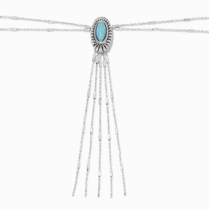 Burnished Silver Filigree Turquoise Bolo Choker Necklace,