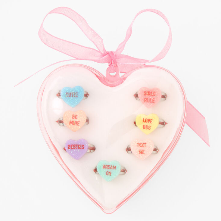 Candy Heart Rings - 7 Pack,