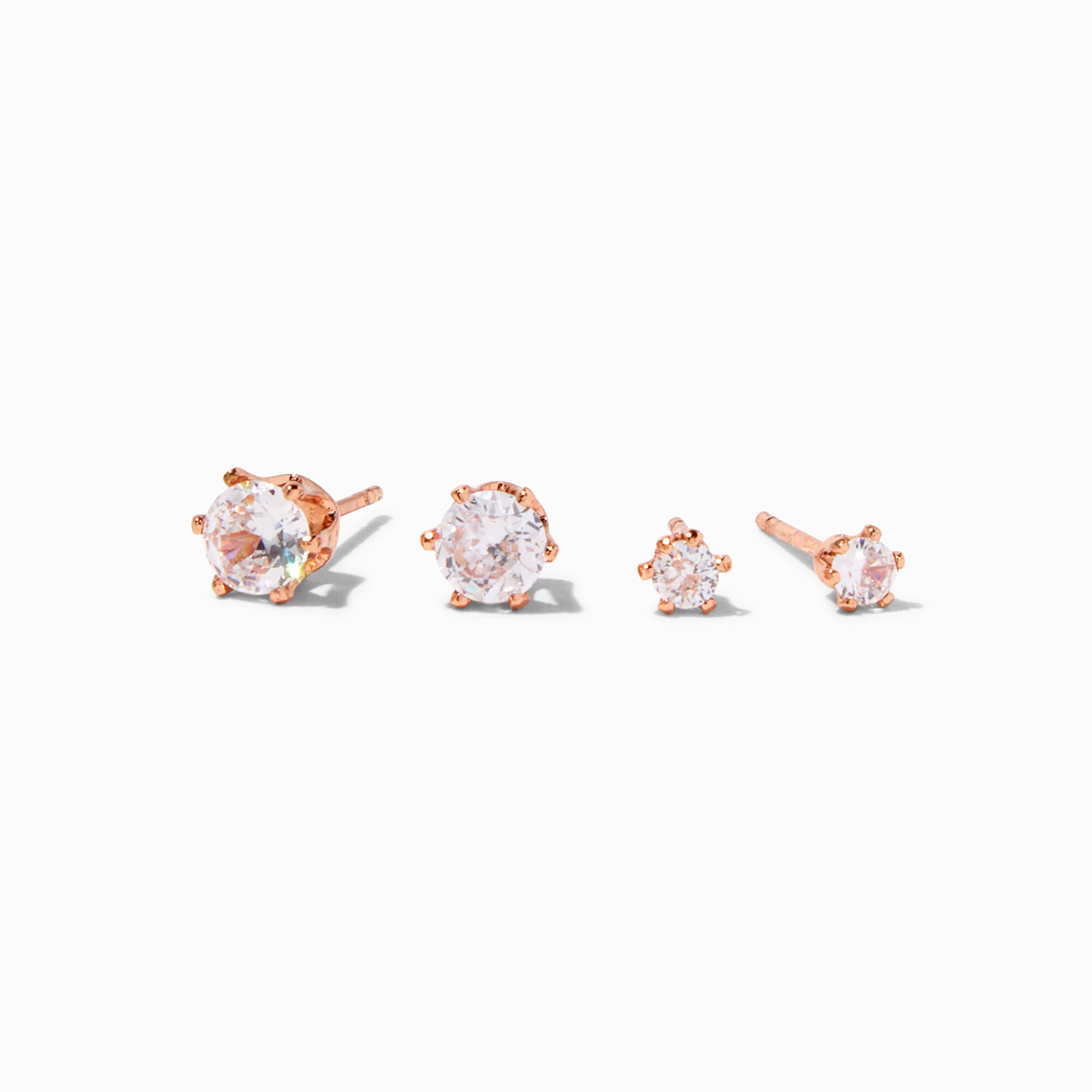 C LUXE by Claire's 18K Yellow Gold Plated Rose Gold Cubic Zirconia 3MM & 5MM Stud Earrings - 2 Pack,