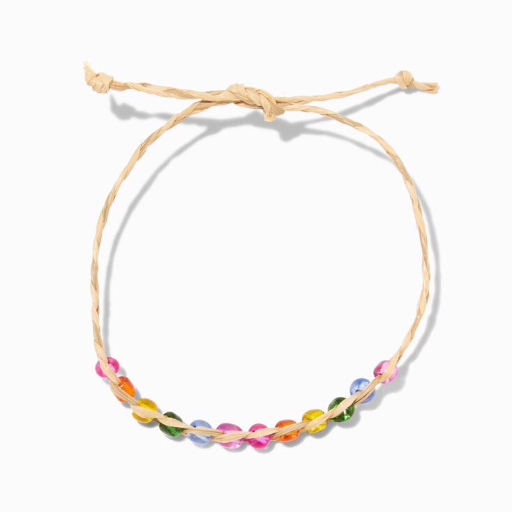 Rainbow Bead Adjustable Cord Wish Bracelet,