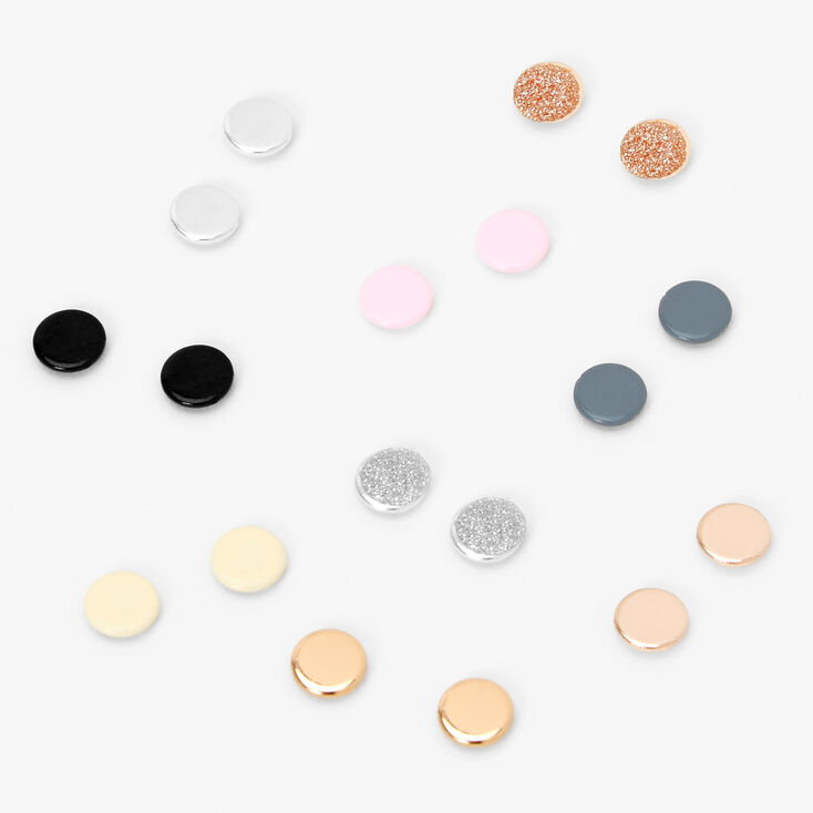 Mixed Metal Pastel Round Magnetic Stud Earrings - 6 Pack,