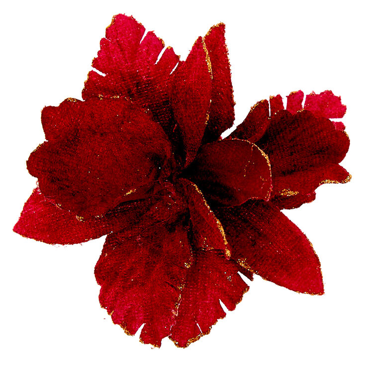 Claire's Barrette à fleurs pailletée imitation velours - Bordeaux