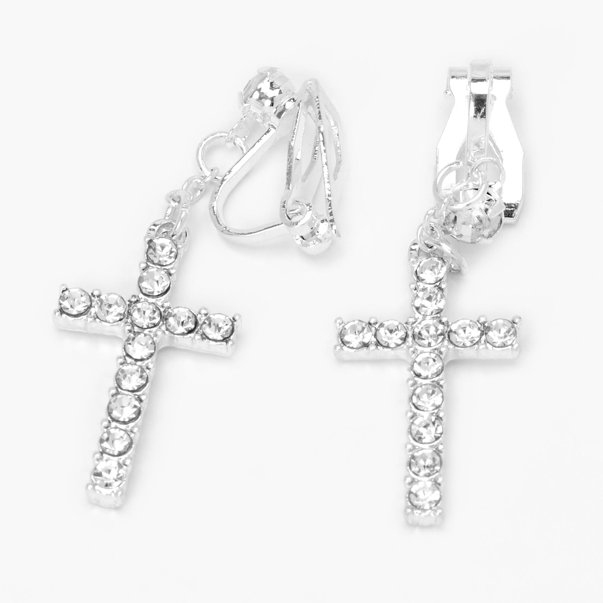 Clip on dangle cross earrings shop