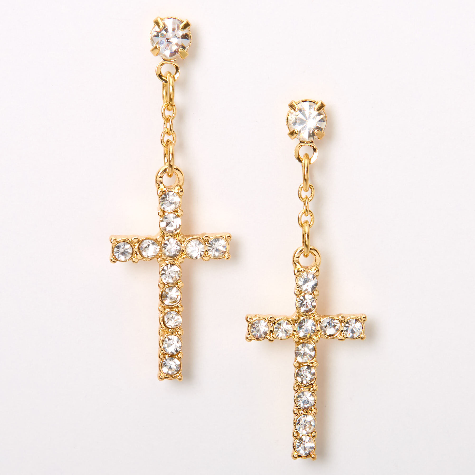 Gold drop cross new arrivals earrings