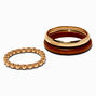 Gold-tone Metal &amp; Wood Bangle Bracelets - 3 Pack ,