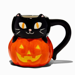 Black Cat &amp; Jack-o-Lantern Ceramic Mug,