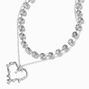 Collier multi-rangs de caract&egrave;re c&oelig;ur d&eacute;goulinant couleur argent&eacute;e,
