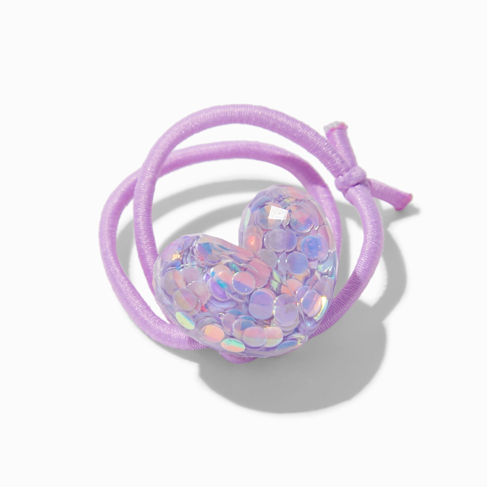 Claire's Club Pastel Heart Charm Hair Ties - 6 Pack,