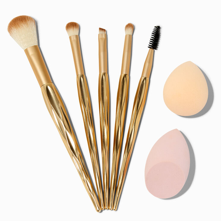 Gold-tone Mega Makeup Brush &amp; Sponge Set - 7 Pack,