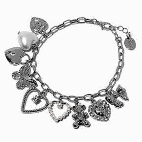 Silver-tone Maximalist Charm Chain Bracelet,