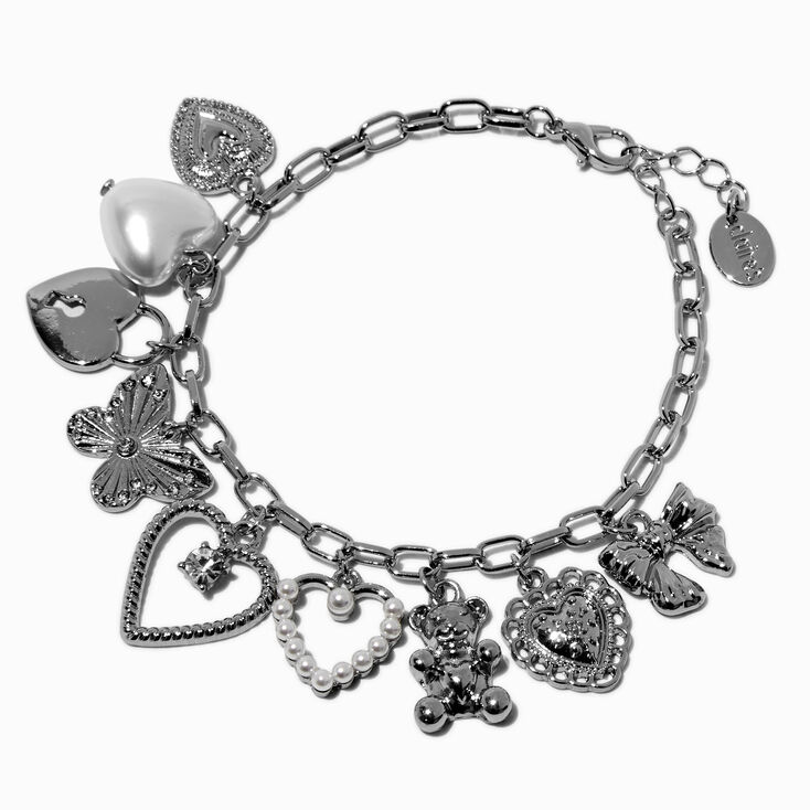 Silver-tone Maximalist Charm Chain Bracelet,