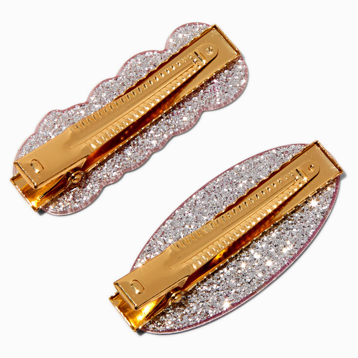 &quot;Love&quot; &amp; &quot;Happy&quot; Glitter Affirmation Hair Clips - 2 Pack,