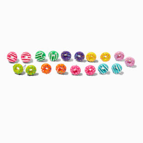 Glitter Rainbow Donut Stud Earrings - 9 Pack,