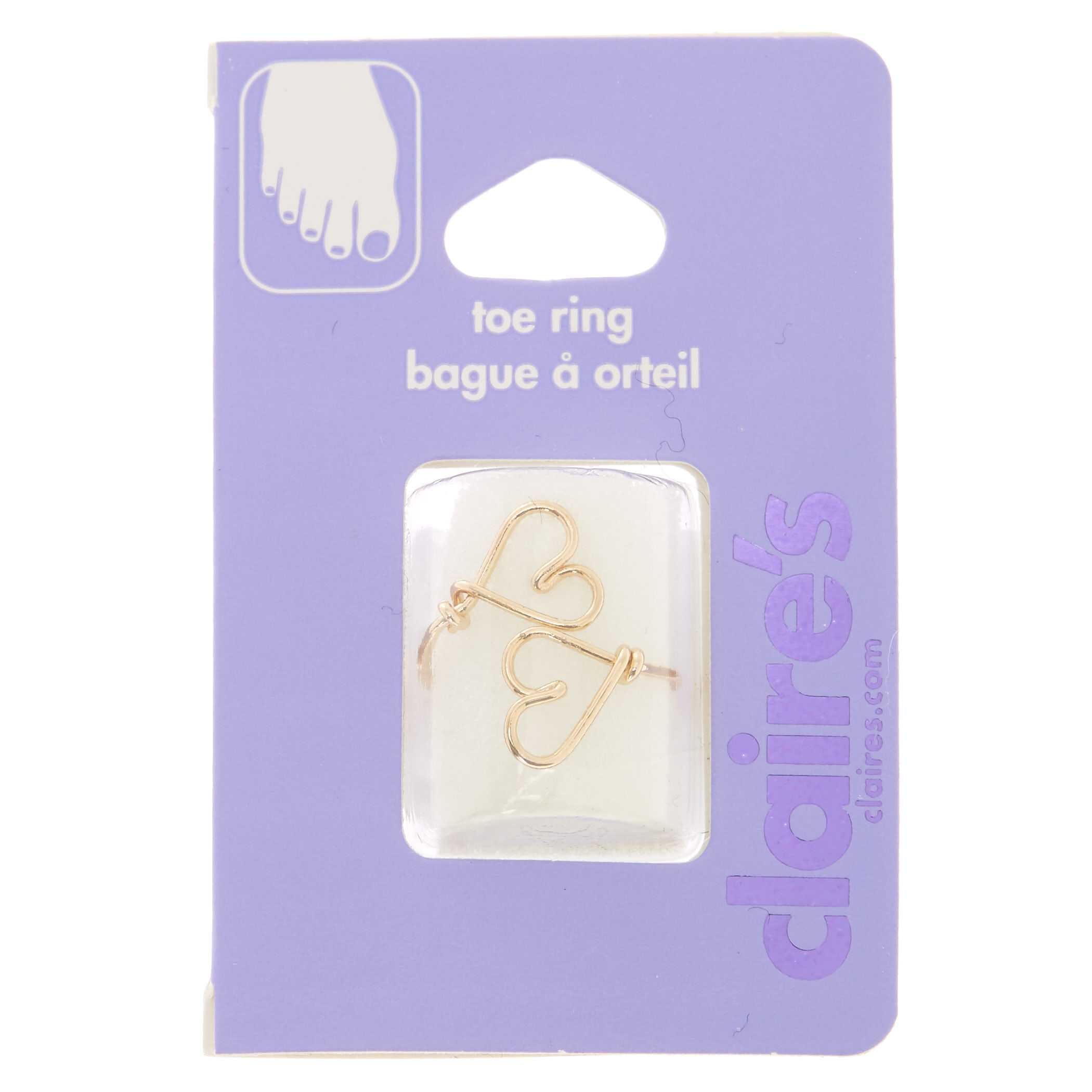 Bague d'orteil couleur dorée cœur en fil de fer,