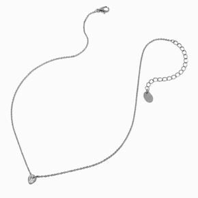 Silver-tone Cubic Zirconia Teardrop Pendant Necklace,