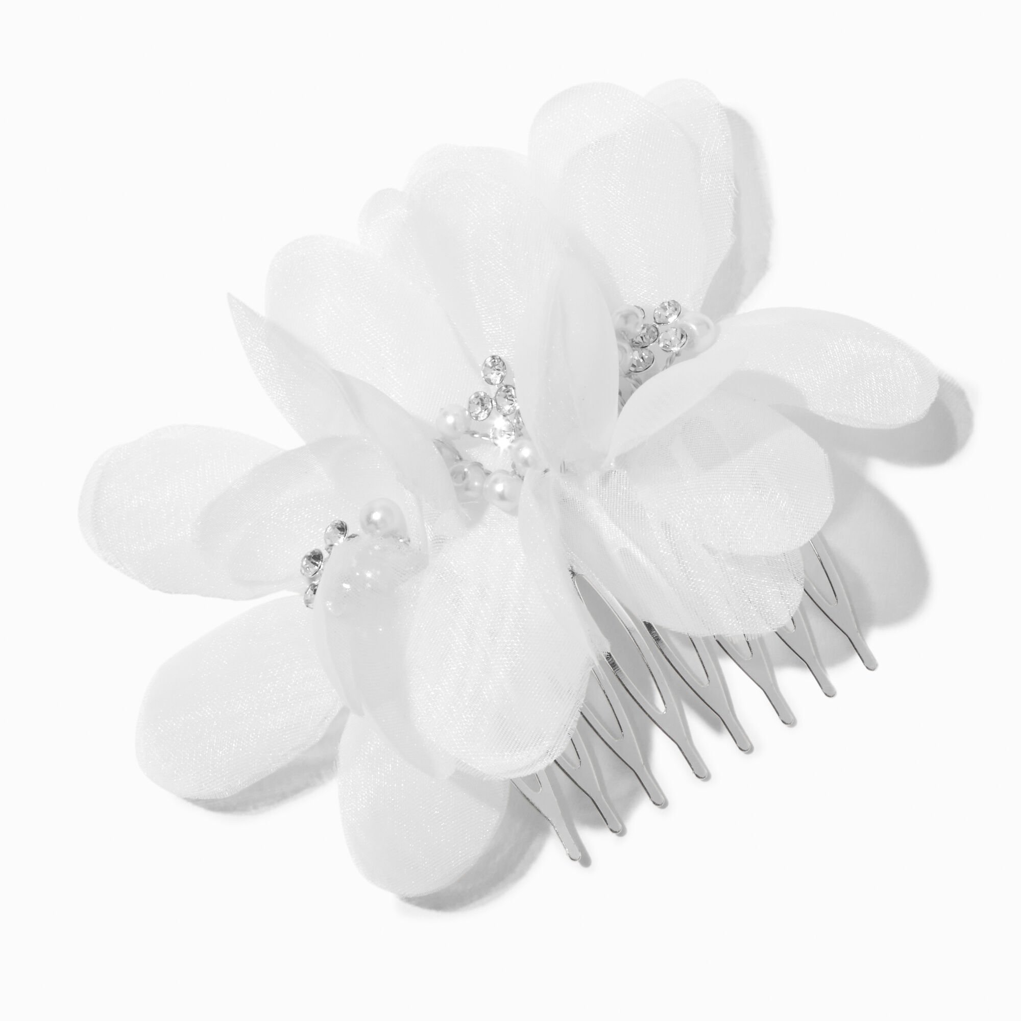 View Claires Whimsical Flower Hair Comb White information
