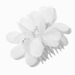 White Whimsical Flower Hair Comb,