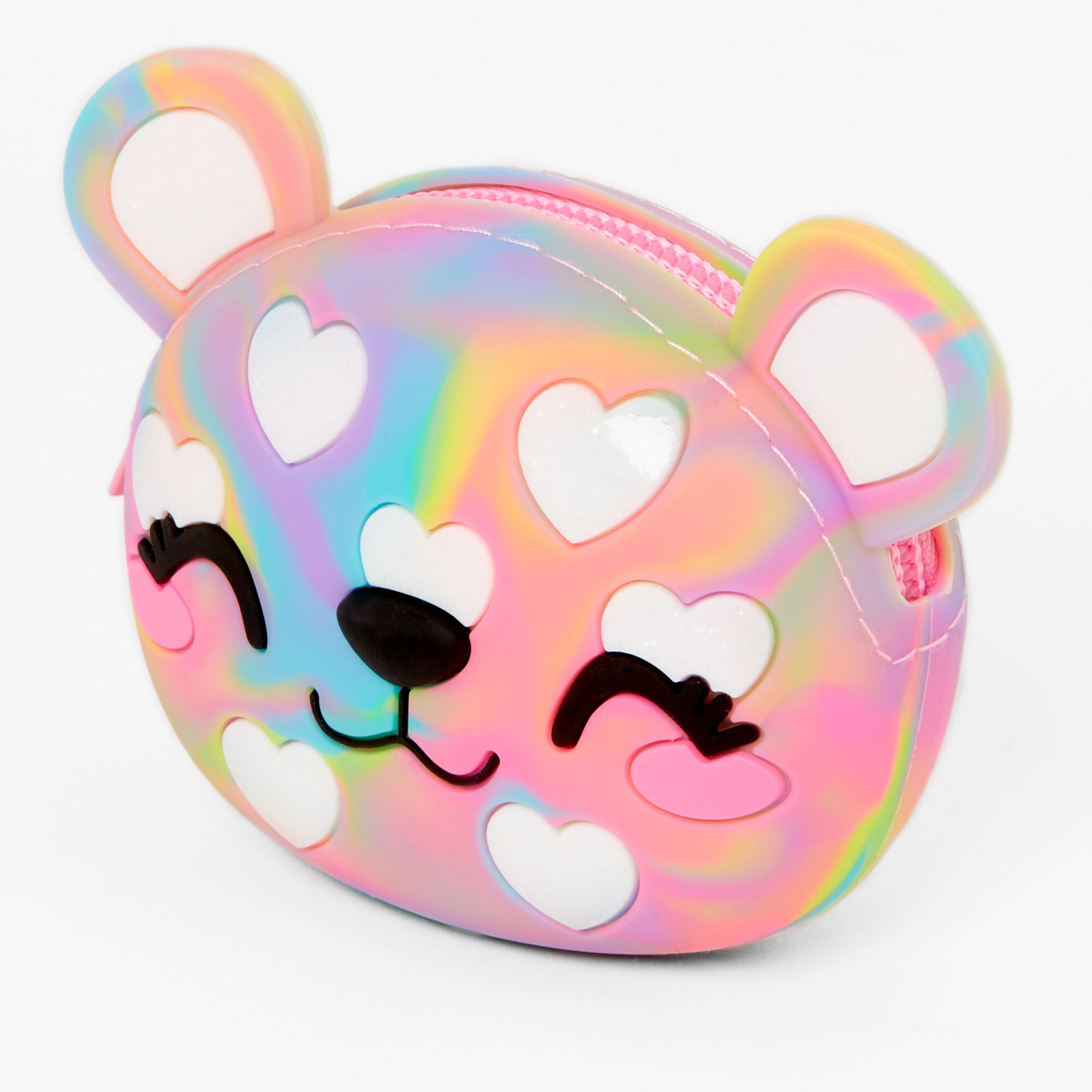 Claire's Porte-monnaie en silicone ours à pois cœur arc-en-ciel