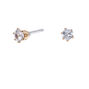 Gold Cubic Zirconia Round Stud Earrings - 3MM,