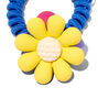 Yellow Flower Blue Spiral Hair Tie,