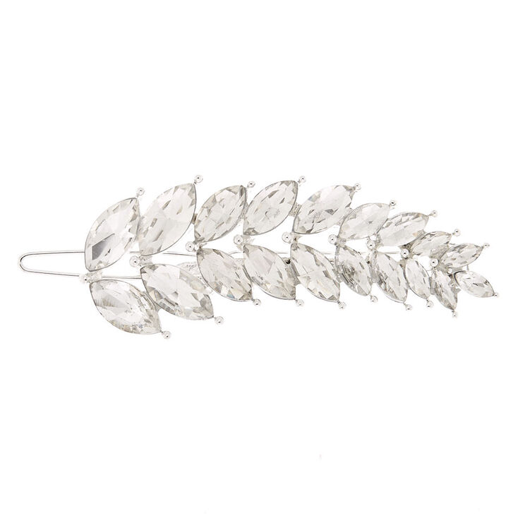 Claire's Barrette motif feuille en strass couleur argenté