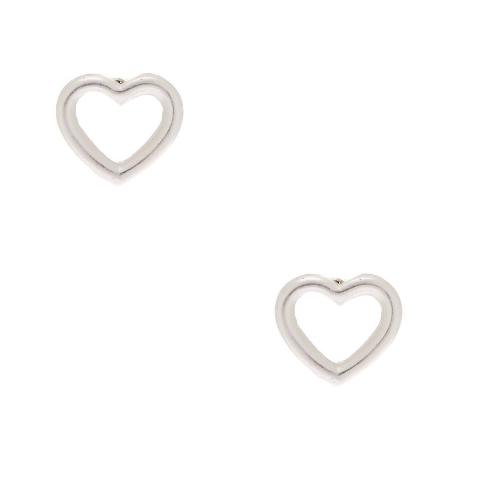 silver love heart earrings