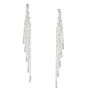 Silver Rhinestone 4&quot; Fringe Drop Earrings,