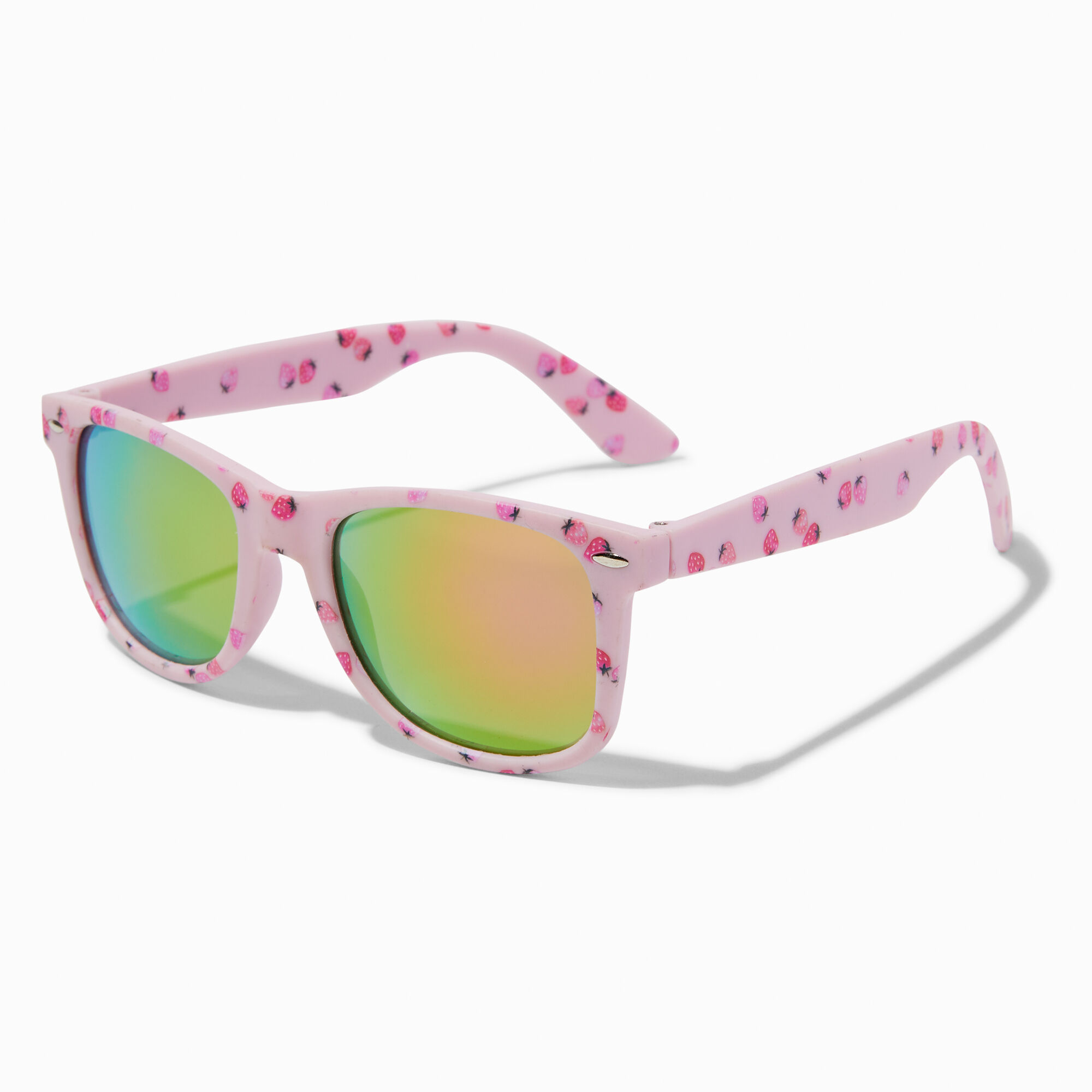View Claires Strawberry Print Rainbow Lens Sunglasses Pink information