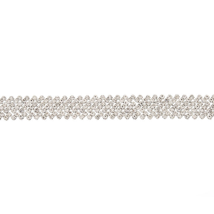 Silver Rhinestone Glam Choker Necklace,