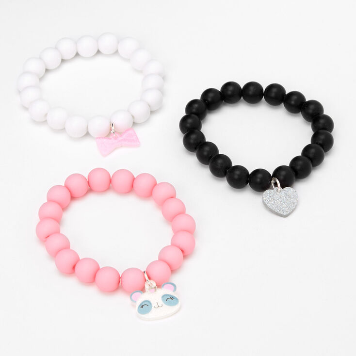 Claire&#39;s Club Panda Matte Beaded Stretch Bracelets - 3 Pack,