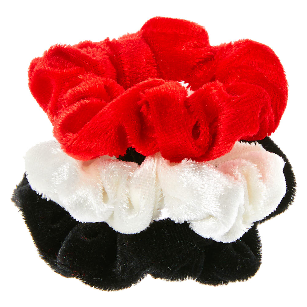 Claire's Club Neutral Red Velvet Hair Scrunchies - 3 Pack,