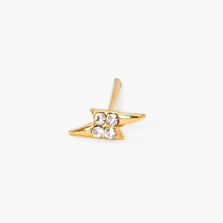 Gold 22G Lightning Bolt Nose Stud,