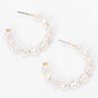 Gold 30MM Pearl Hoop Earrings - White,